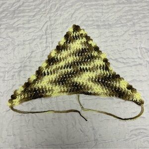 Handmade Crocheted Headband Bandanna, Brown, And White Earthtones ￼